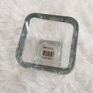 Libbey Heavy Glass Vase Clear Curved Tapered Large Square Votive Bowl 4.75 NWOT